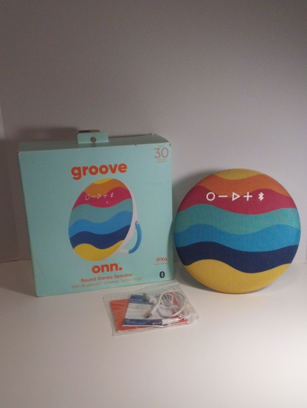 Onn. Groove Round Bluetooth Portable 10W RMS Output Speaker Water Resistant